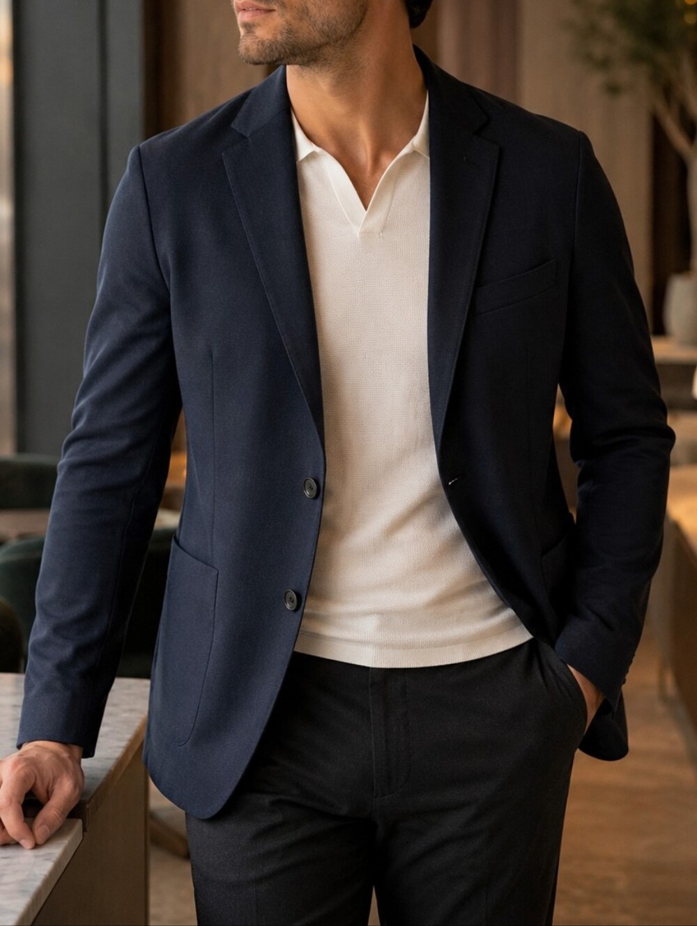 7 Diamonds Venna Blazer 40R Medium Navy Quiet Luxury Stretch Jacket NWT Classic - Picture 1 of 10